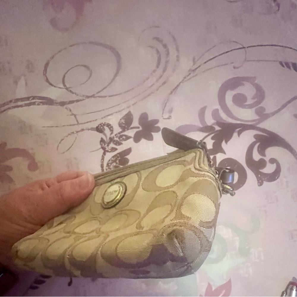 Coach Beige and Gold Wristlet - Picture 8 of 9